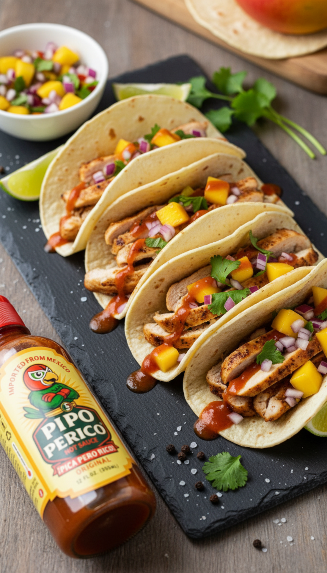 Pipo Perico Mango-Chile Chicken Tacos