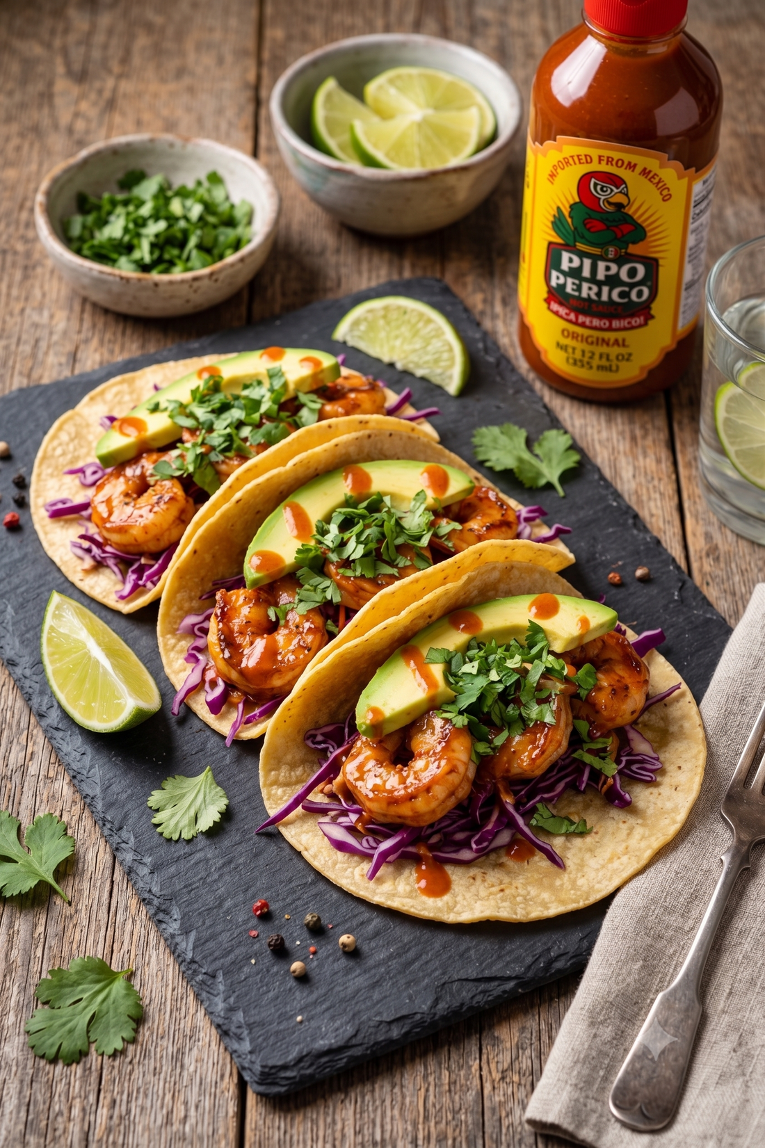 Shrimp Tacos with Pipo Perico Original Flavor
