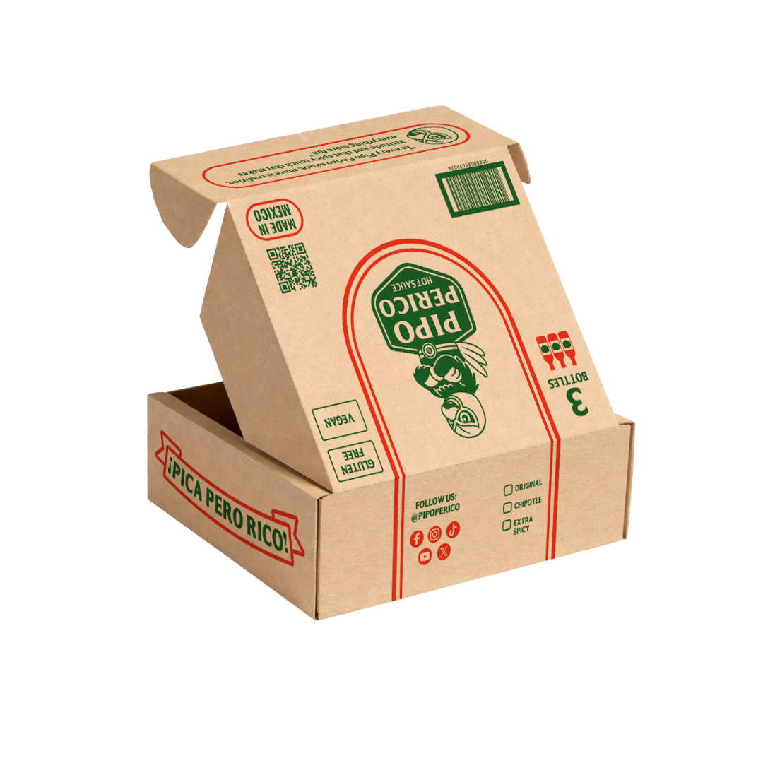 Paquete de Muestras, Salsa Picante Pipo Perico: Original, Extra Picante y Chipotle 12 FL OZ (355 mL) cada una