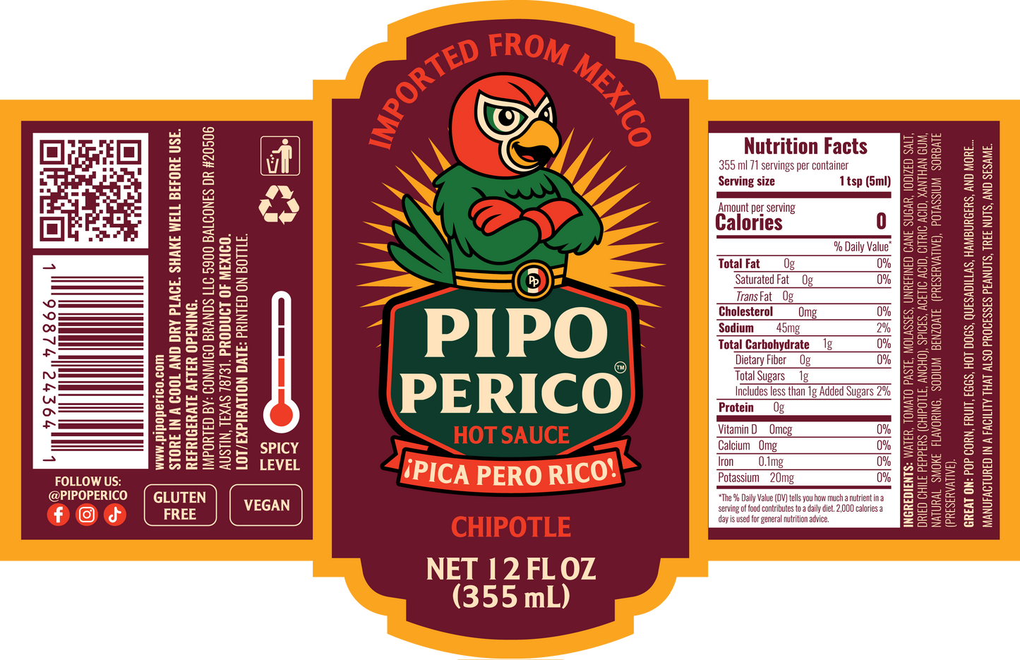 Salsa picante Pipo Perico 12 fl. oz. (355 ml)