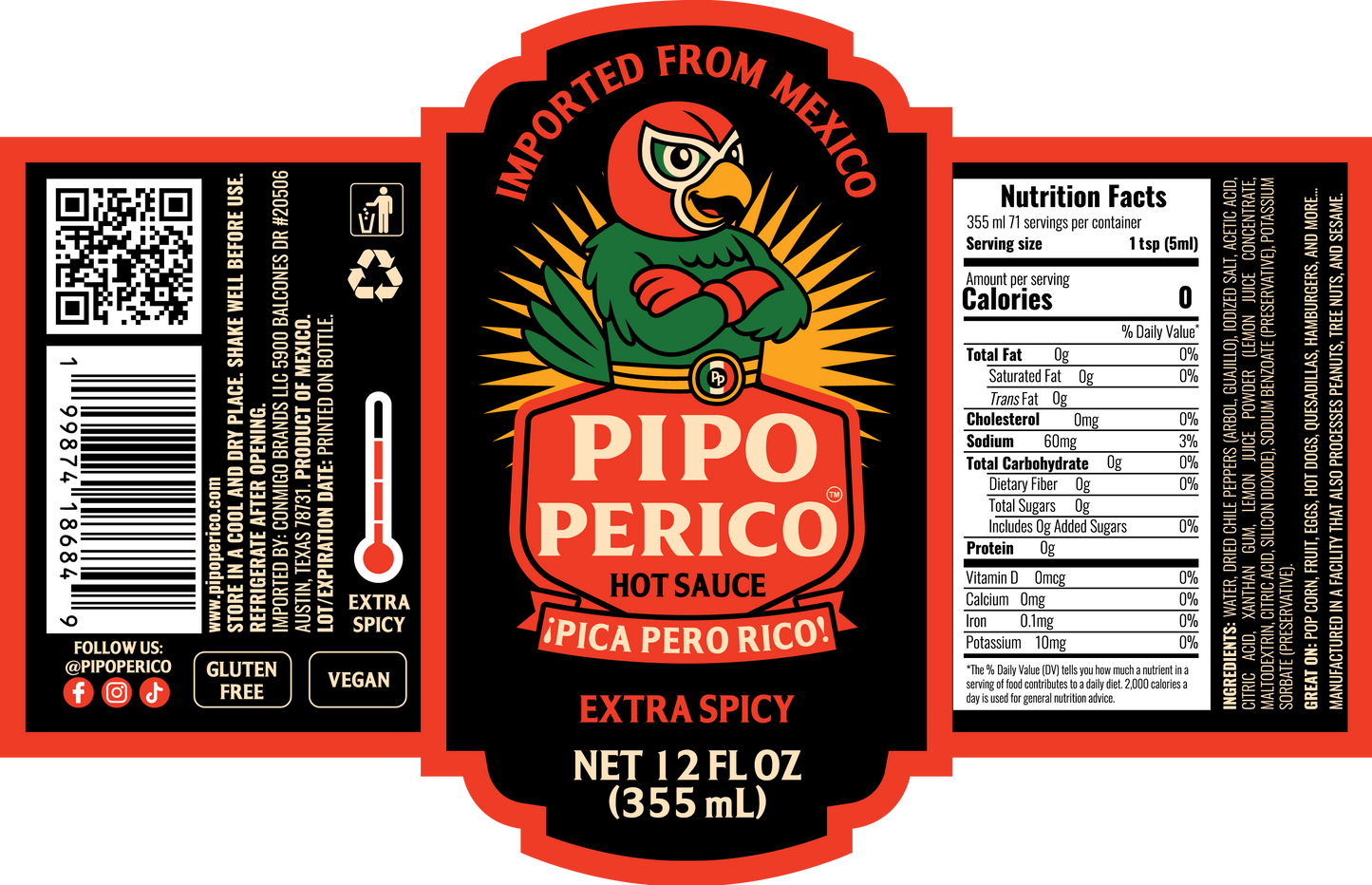 Salsa picante Pipo Perico 12 fl. oz. (355 ml)
