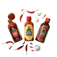 Paquete de Muestras, Salsa Picante Pipo Perico: Original, Extra Picante y Chipotle 12 FL OZ (355 mL) cada una