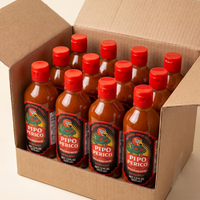 Caja con 12 Botellas de Salsa Pipo Perico – 12 fl oz (355 ml)
