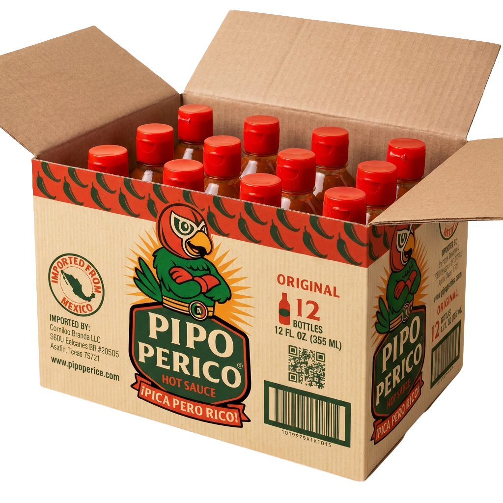 Case of 12 Bottles – Pipo Perico Original Hot Sauce – 12 FL OZ (355 mL)